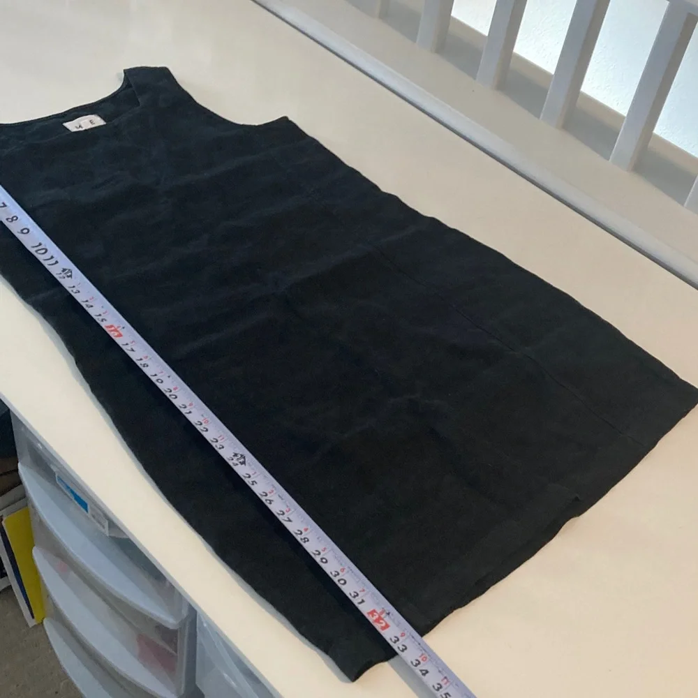 MATE the Label Organic Flax Linen Square Neck Sleeveless Mini dress Black S - Picture 7 of 7